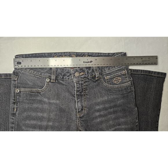 Vintage Harley-Davidson Women's Gray Wash Denim Jeans Sz 4 Bootcut Leg Biker - Picture 10 of 11